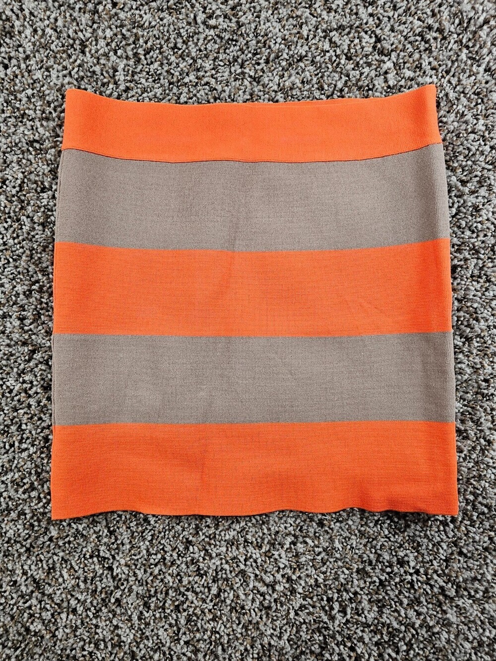 Vintage Y2K Sans Souci Womens Sz L Mini Pencil Skirt Taupe Orange Striped